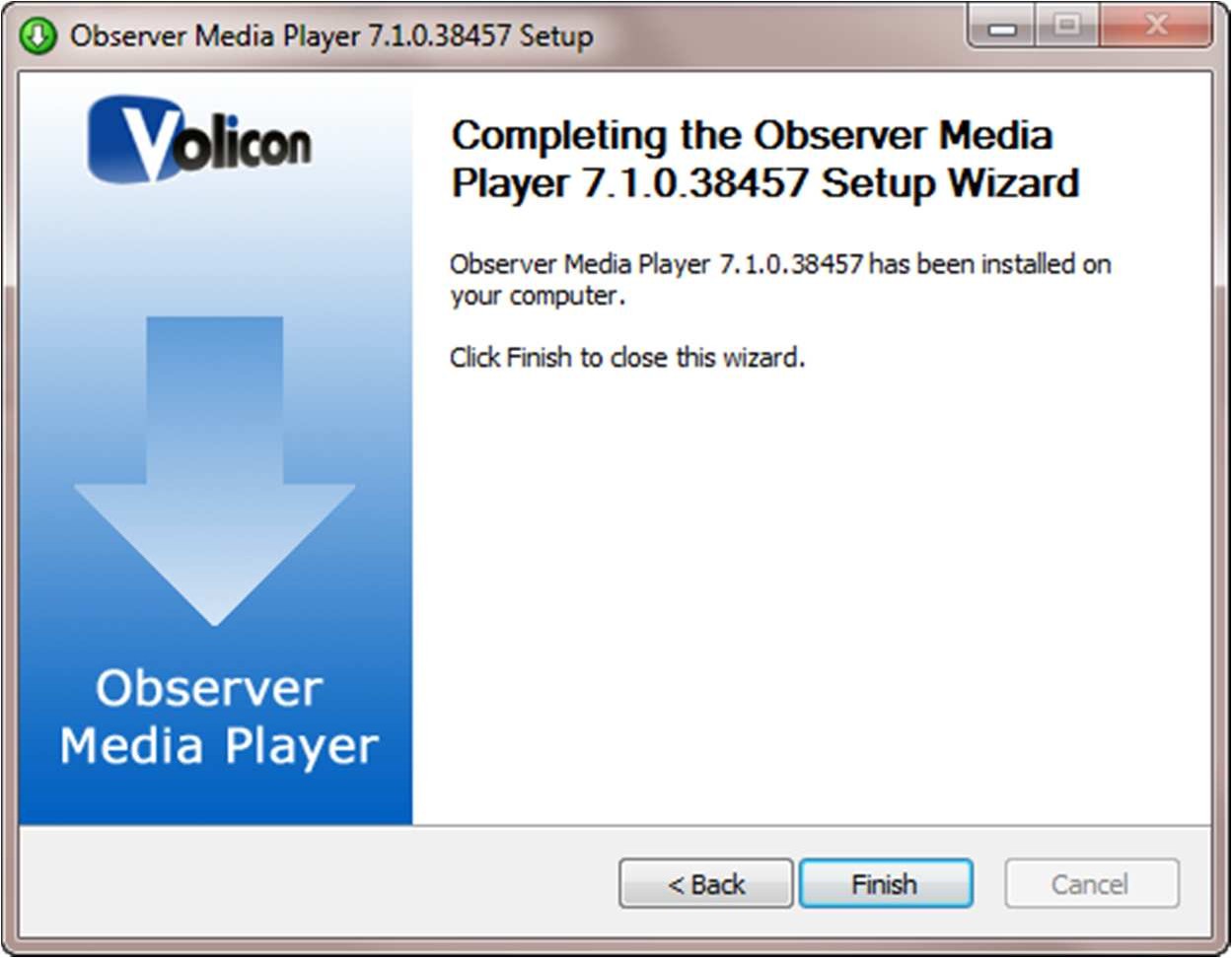 Figure: Completing the Observer Media Setup Wizard Window